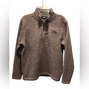 The North Face Mens Medium Heathered Gray Fleece 1/4 Zip Pullover Sweater Pocket